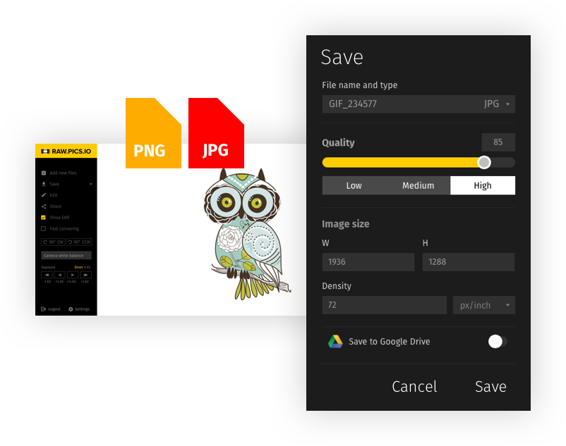 PNG to JPG online free converter | Raw.pics.io